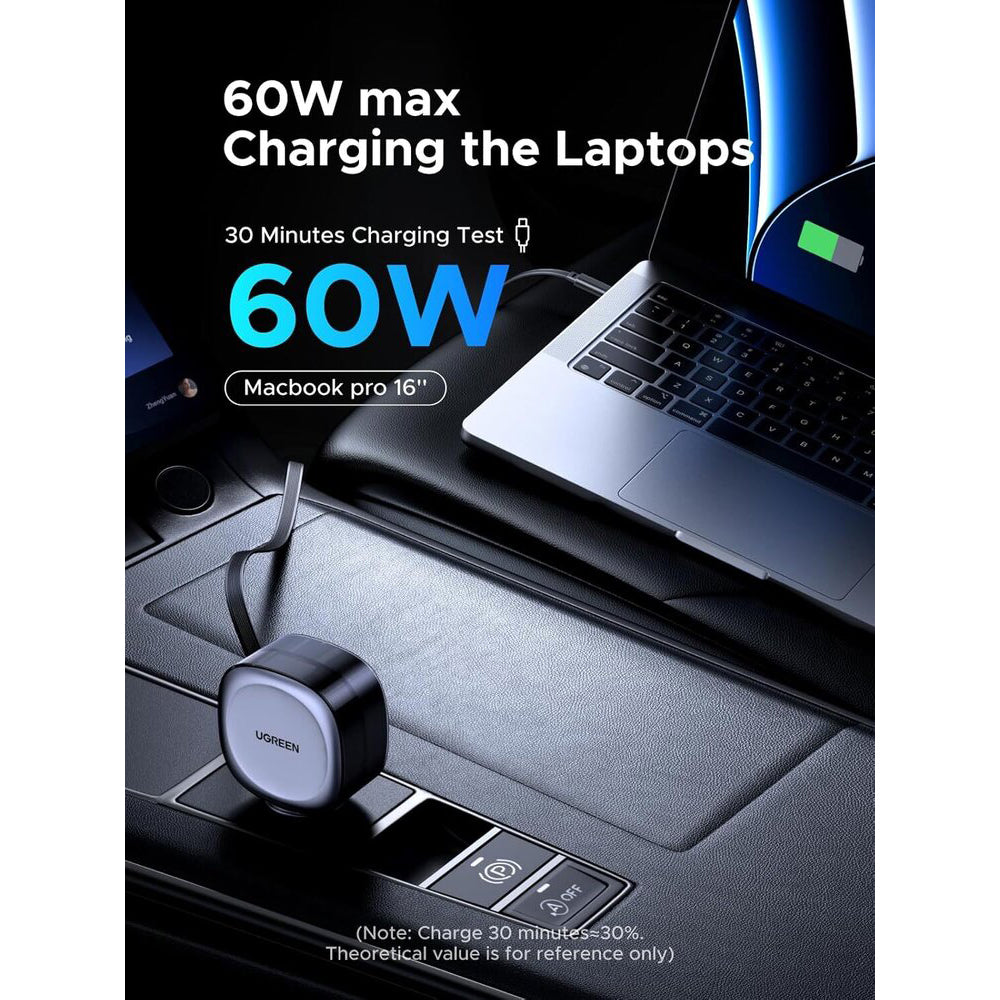 UGREEN EC601 Car Charger with USB-C Cable, 75W, 3A, 1 x USB-A - 1 x USB-C, Grey