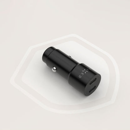 Fixed Auto Charger, 65W, 3A, 2 x USB-C, Black