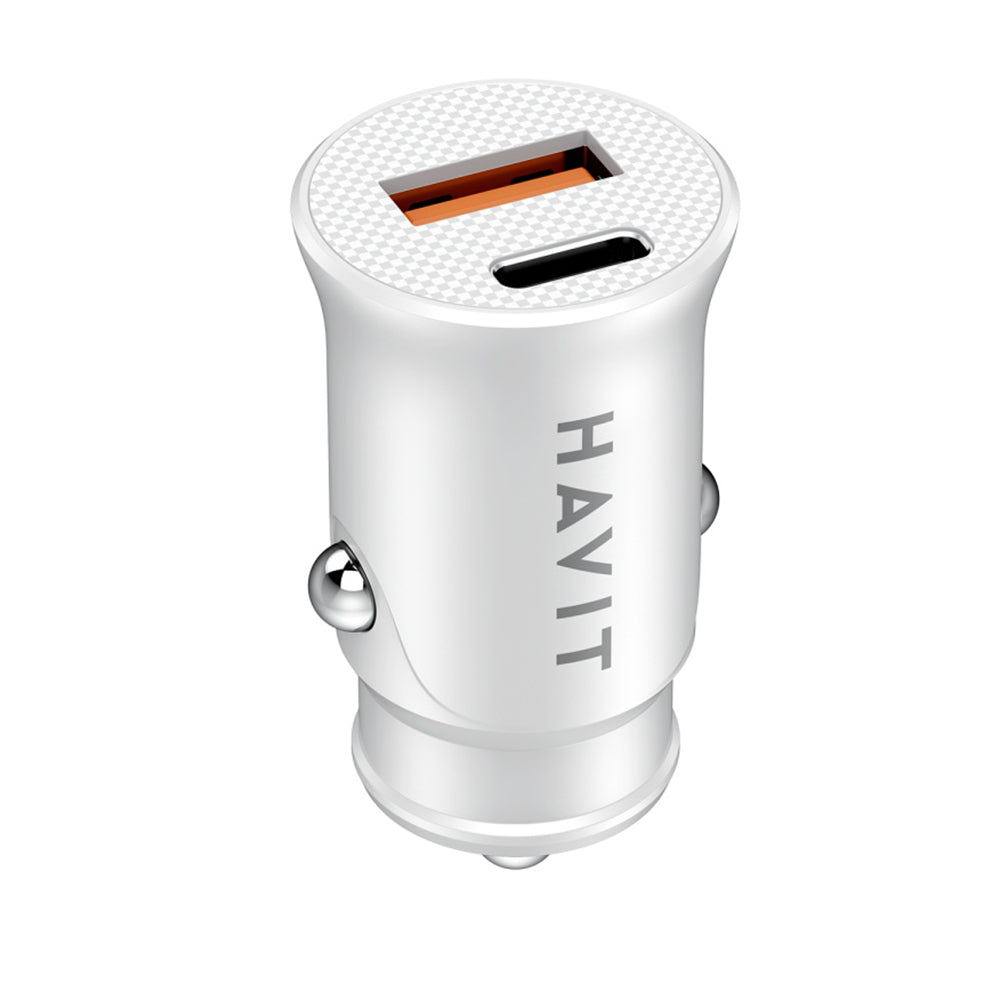 HAVIT CC2022 Car Charger, 20W, 3A, 1 x USB-A - 1 x USB-C, White