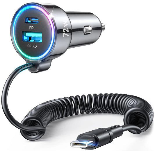 USB-C Joyroom JR-CL07 Car Charger, 72W, 3A, 1 x USB-A - 1 x USB-C, Black