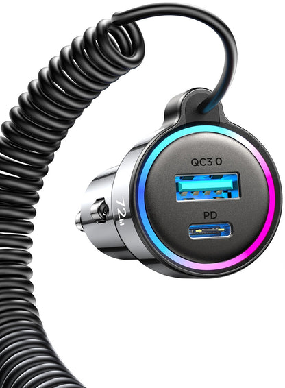 USB-C Joyroom JR-CL07 Car Charger, 72W, 3A, 1 x USB-A - 1 x USB-C, Black