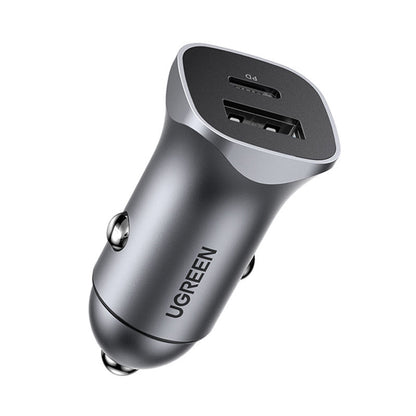 UGREEN CD130 Car Charger, 24W, 3A, 1 x USB-A - 1 x USB-C, Gray