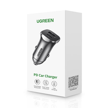 UGREEN CD130 Car Charger, 24W, 3A, 1 x USB-A - 1 x USB-C, Gray