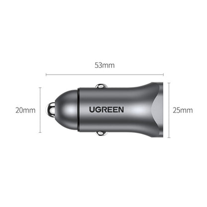 UGREEN CD130 Car Charger, 24W, 3A, 1 x USB-A - 1 x USB-C, Gray