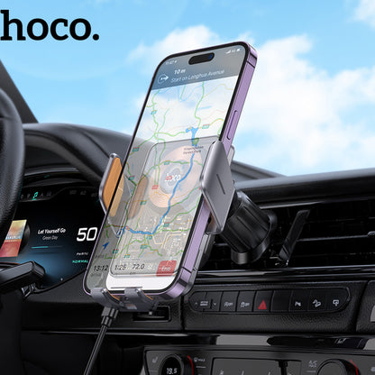 HOCO HW7 Wireless Car Charger, 15W, 1.67A, Black