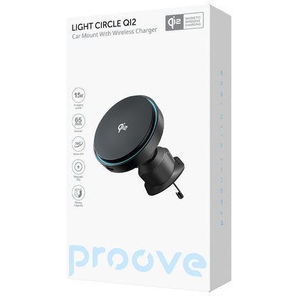 Proove Light Circle Wireless Car Charger, 15W, 1.67A, Gray WHLC15010002