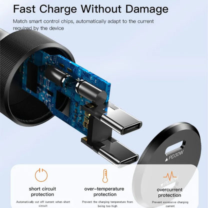 Yesido Y48 Car Charger, 60W, 3A, 2 x USB-C, Black