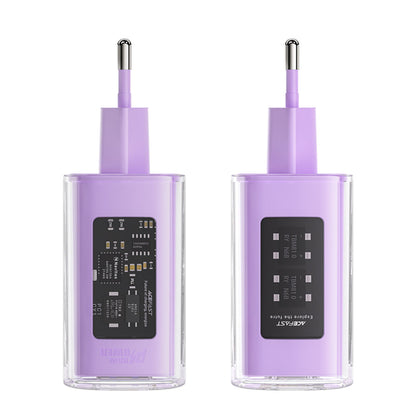 Acefast A45 Exploration Network Charger, 65W, 3.25A, 1 x USB-A - 2 x USB-C, Purple