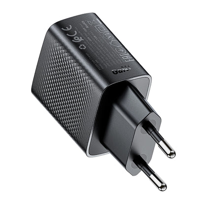 Acefast A98 Network Charger, 30W, 3A, 1 x USB-A - 1 x USB-C, Black
