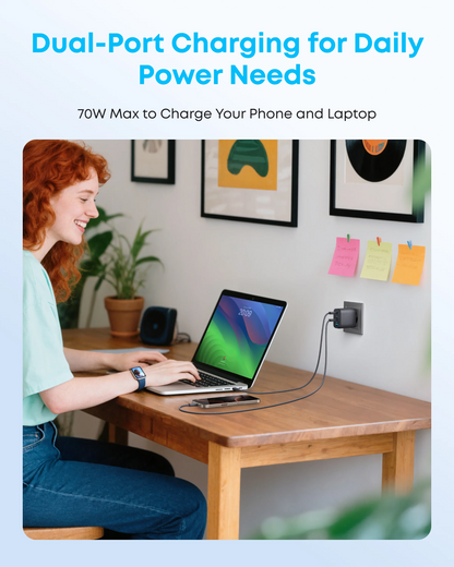 Anker Zolo Network Charger, 70W, 3.5A, 1 x USB-A - 3 x USB-C, Black A121CG11