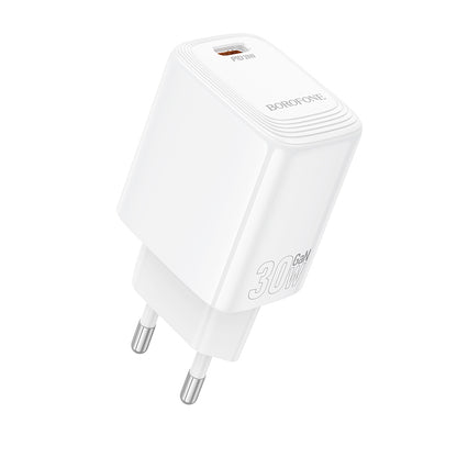 Borofone BN28 Fuente Network Charger, 30W, 3A, 1 x USB-C, White