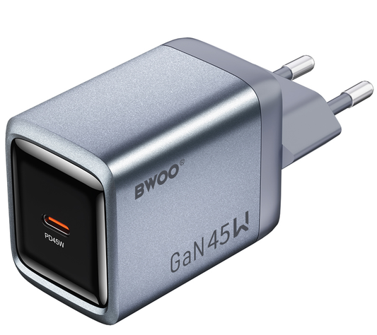 BWOO BO-CDA238 Network Charger, 45W, 3A, 1 x USB-C, Gray