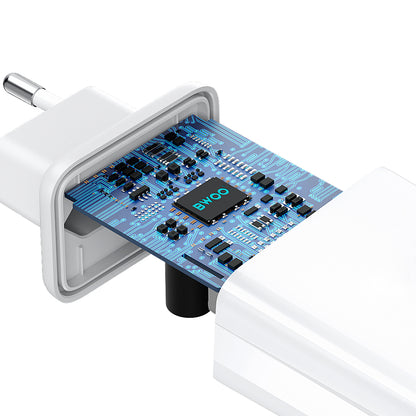 BWOO CDA182 Network Charger, 38W, 3A, 1 x USB-A - 1 x USB-C, White