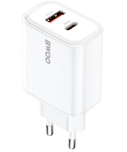 BWOO CDA207 Network Charger, 36W, 3A, 1 x USB-A - 1 x USB-C, White