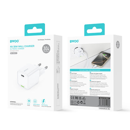 BWOO CDA211 Network Charger, 30W, 3A, 1 x USB-C, White