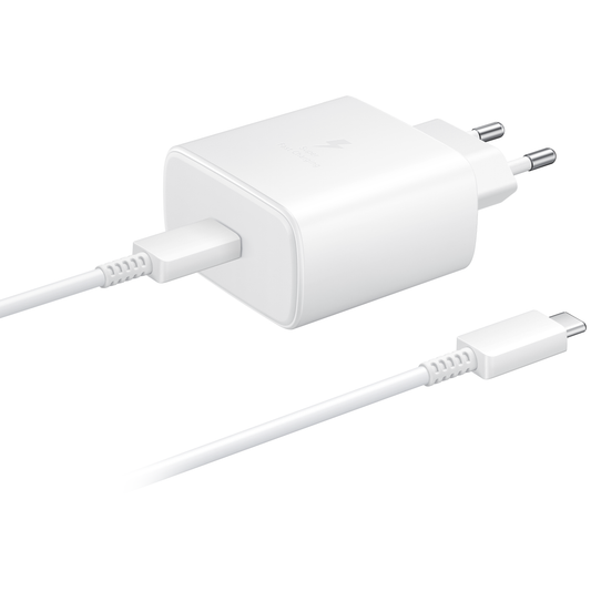 Samsung EP-TA845 + EP-DA705BWE USB-C Network Charger with Cable, 45W, 4.05A, 1 x USB-C, White GP-TOU021RFBWW