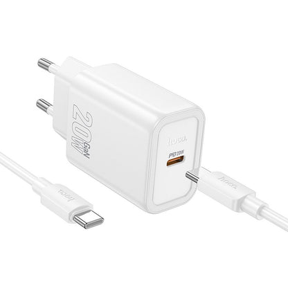 Network Charger with USB-C Cable HOCO N60, 20W, 3A, 1 x USB-C, White