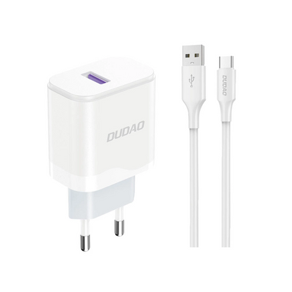 Network Charger with USB-C Cable Dudao A20EU, 18W, 3A, 1 x USB-A, White