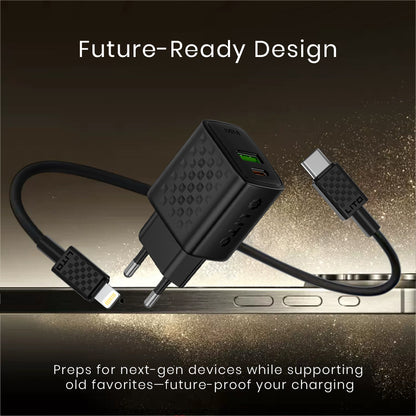 Network Charger with Lightning Cable Lito LC15L, 20W, 3A, 1 x USB-A - 1 x USB-C, Black