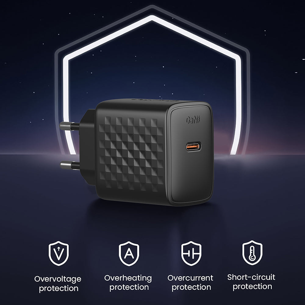 Network Charger with USB-C Cable Lito LC13T, 20W, 3A, 1 x USB-C, Black