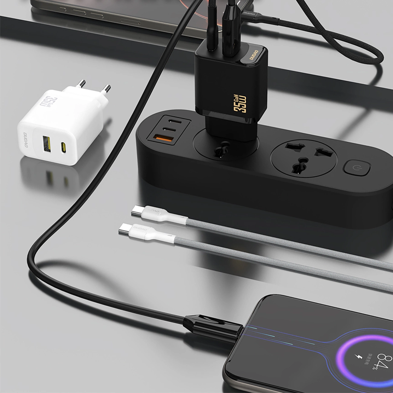 Dudao A27 Max Network Charger, 35W, 1 x USB-A - 1 x USB-C, White