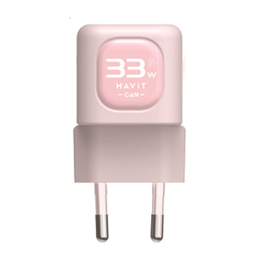 HAVIT UC230 Network Charger, 33W, 3A, 1 x USB-A - 1 x USB-C, Pink