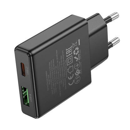 HOCO N38 Network Charger, 20W, 3A, 1 x USB-A - 1 x USB-C, Black