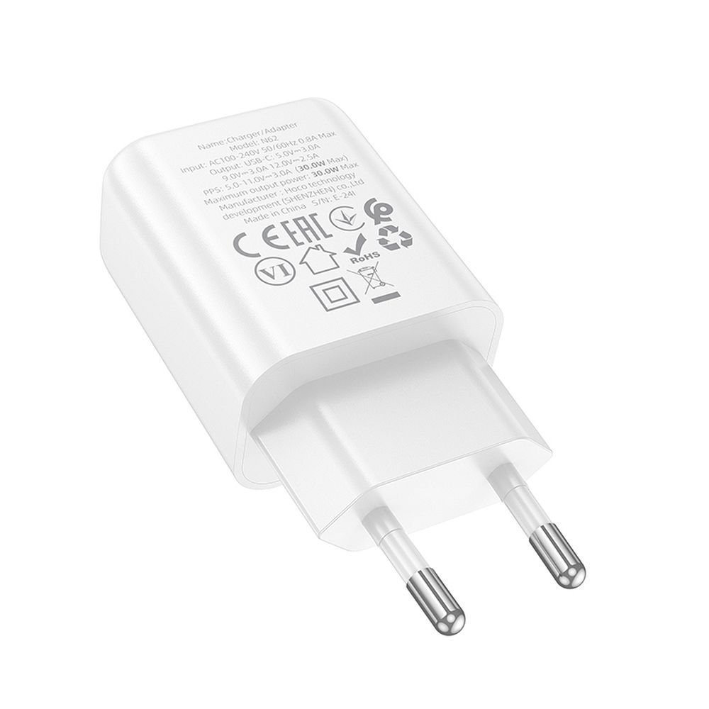 HOCO N62 Network Charger, 30W, 3A, 1 x USB-C, White