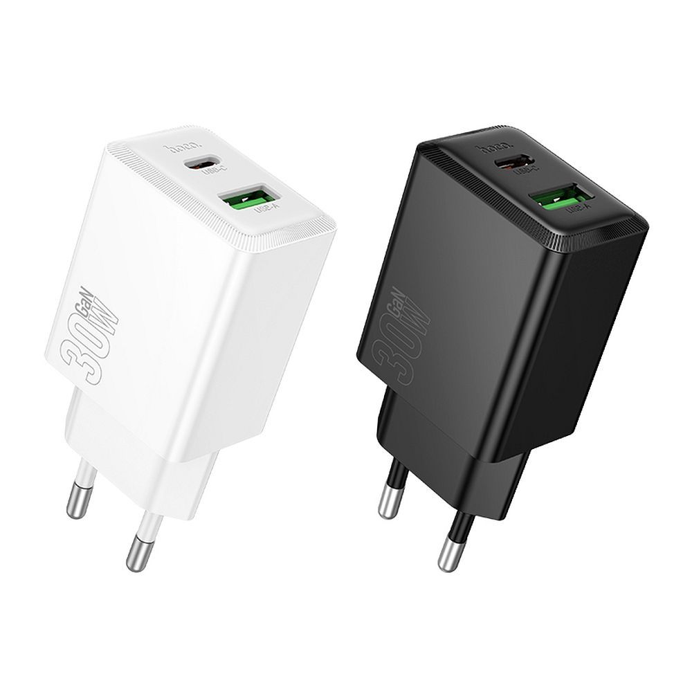 HOCO N71 Network Charger, 30W, 3A, 1 x USB-A - 1 x USB-C, Black