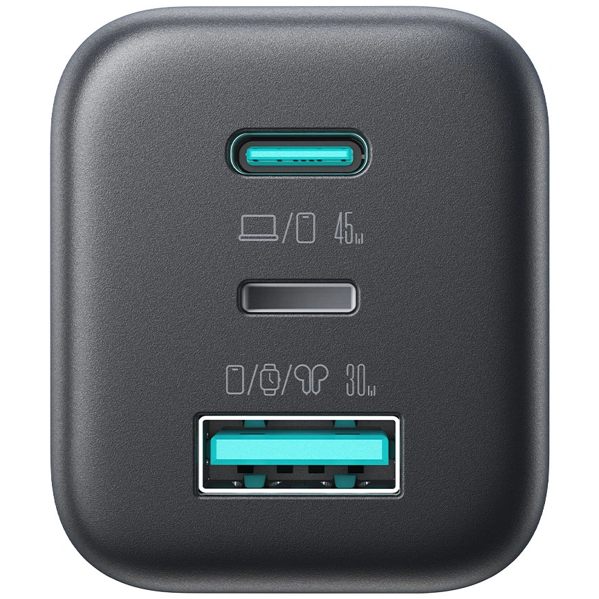 Joyroom JR-TO1 Wall Charger, 45W, 3A, 1 x Lightning - 1 x USB-A - 1 x USB-C, Black