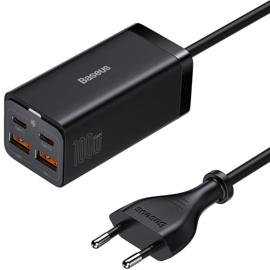 Baseus GaN3 Pro Charging Station, 100W, 5A, 2 x USB-A - 2 x USB-C, Black CCGP000101