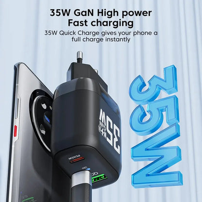 Techsuit CHPD174 Network Charger, 35W, 3A, 1 x USB-A - 1 x USB-C, Black