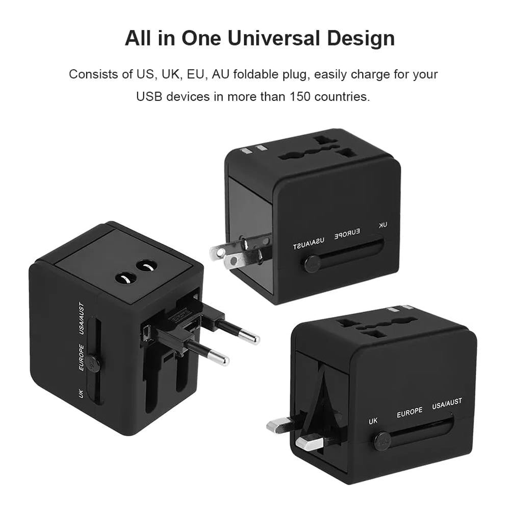 Techsuit HHt148 Travel Network Charger, 10W, 2A, 2 x USB-A, Black