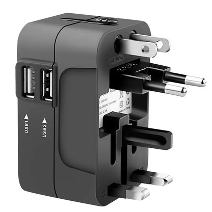 Techsuit HHT202 Travel Network Charger, 10W, 2A, 2 x USB-A, Black