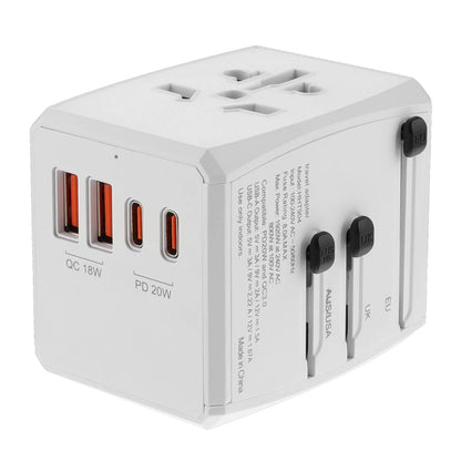 Techsuit HHT904-W2 Travel Network Charger, 20W, 3A, 2 x USB-A - 2 x USB-C, White