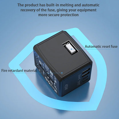 Techsuit HHT905 Travel Network Charger, 45W, 3A, 2 x USB-A - 2 x USB-C, Black