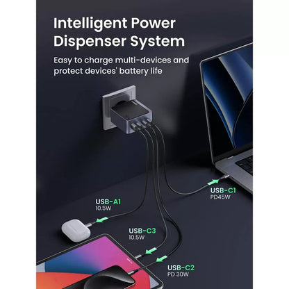 UGREEN X570 Nexode S Network Charger, 140W, 5A, 1 x USB-A - 3 x USB-C, Gray