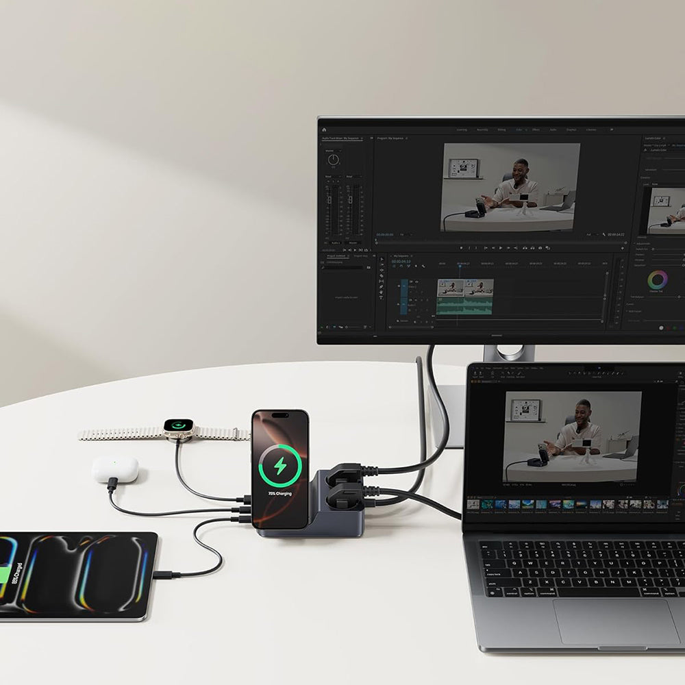 Baseus Nomos ND11 QI 6in1 Charging Station, 67W, 3.35A, 1 x USB-A - 2 x USB-C - 2 x Schuko, Black P80015804213-00