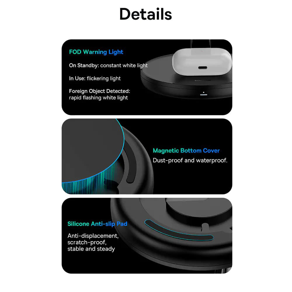 Baseus Swan 3in1 Wireless Network Charger, 20W, 1.67A, P10221302113-Z1