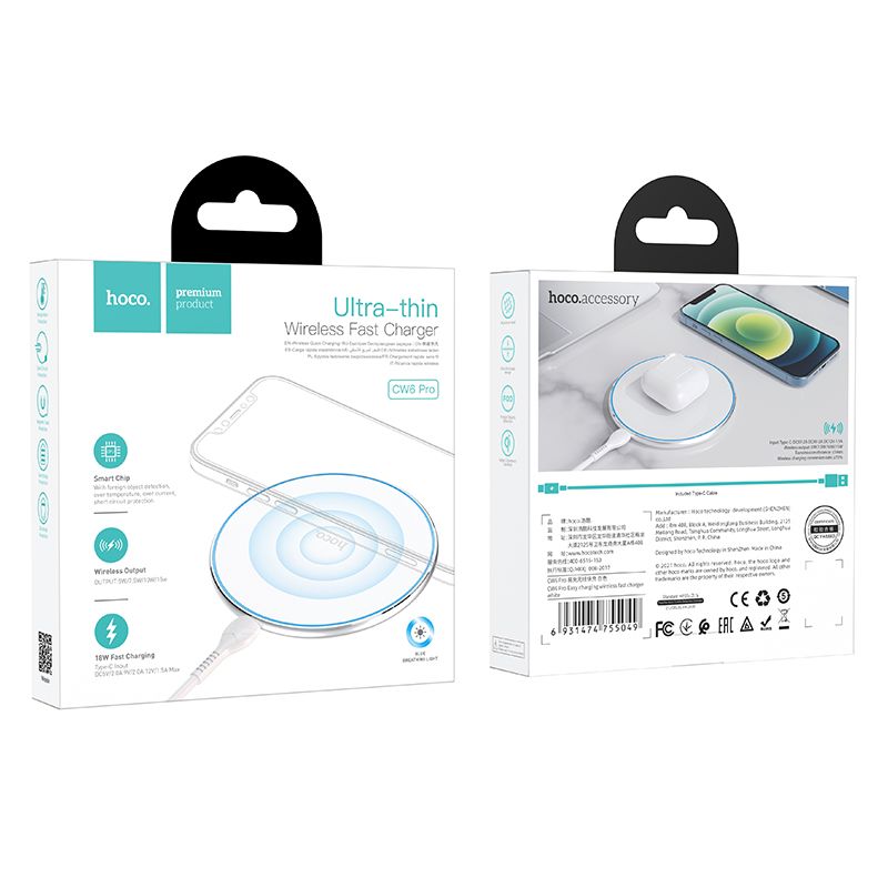 HOCO CW6 Pro Wireless Network Charger, 15W, 1.67A, White