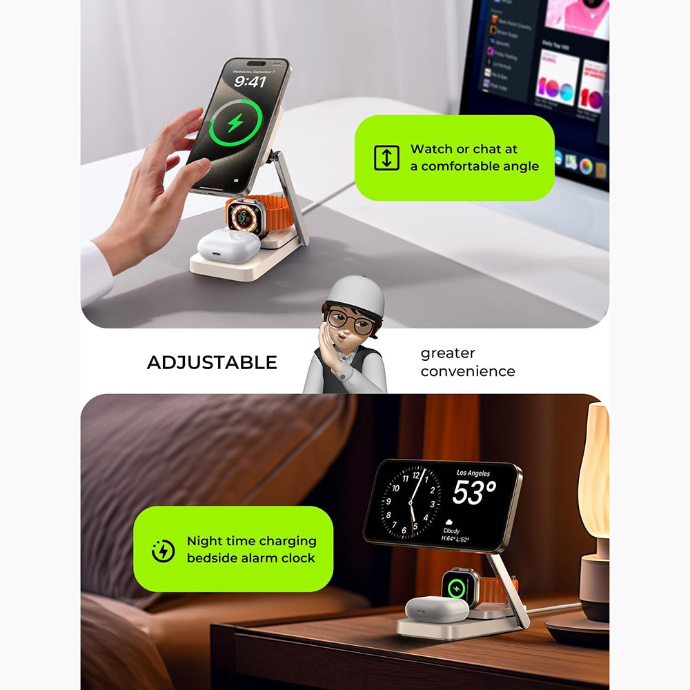 Lisen 3in1 Wireless Network Charger, 15W, 1.67A, White YL0223110006