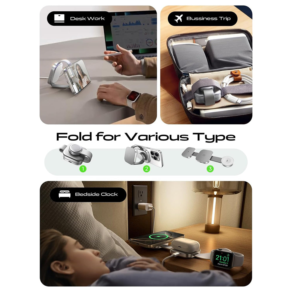 Lisen 3in1 Wireless Network Charger, 15W, 1.67A, Gray YL0424040001