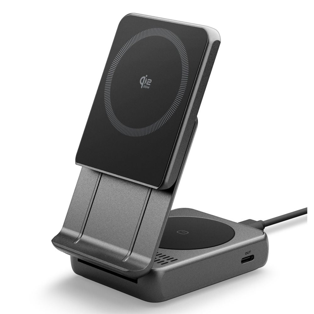 Spigen EF302MOQ 3in1 Wireless Network Charger, 25W, 1 x USB-C, Gray