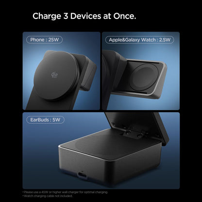 Spigen EF323MQ Essential 3in1 Wireless Network Charger, 25W, Black ACH10398