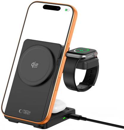 Tech-Protect A56 3in1 Wireless Network Charger, 25W, Black