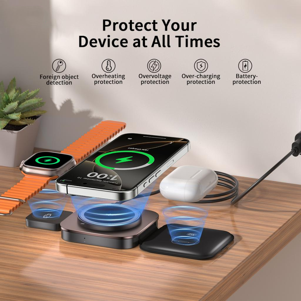 Wireless Network Charger XO Design CX035 3in1, 15W, 1.67A, Black, Resealed