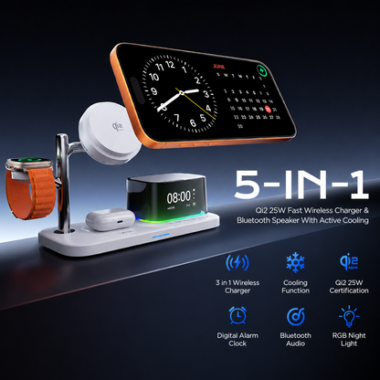Wireless Network Charger with Bluetooth Speaker XO Design CX045 5in1, 25W, Black