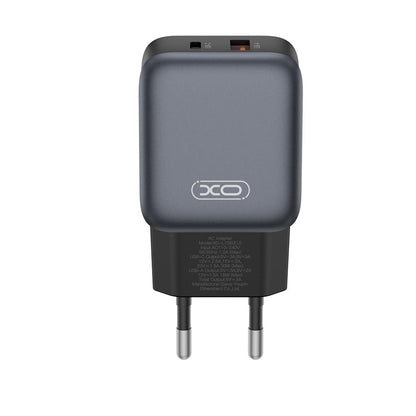 XO Design L156 Network Charger, 30W, 3A, 1 x USB-A - 1 x USB-C, Black