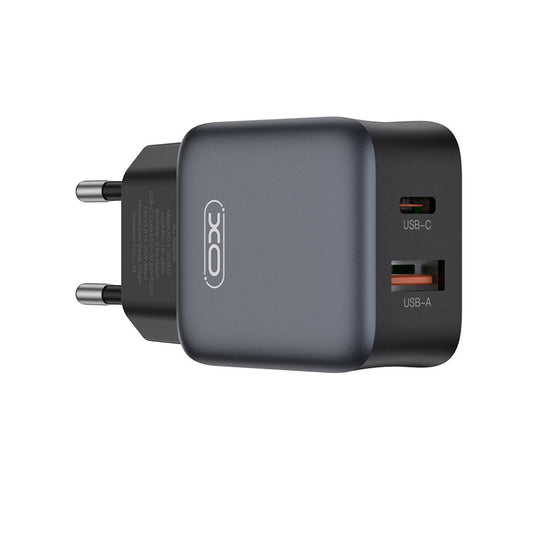 XO Design L156 Network Charger, 30W, 3A, 1 x USB-A - 1 x USB-C, Black