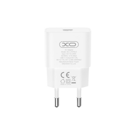 XO Design L167 Network Charger, 25W, 3A, 1 x USB-C, White